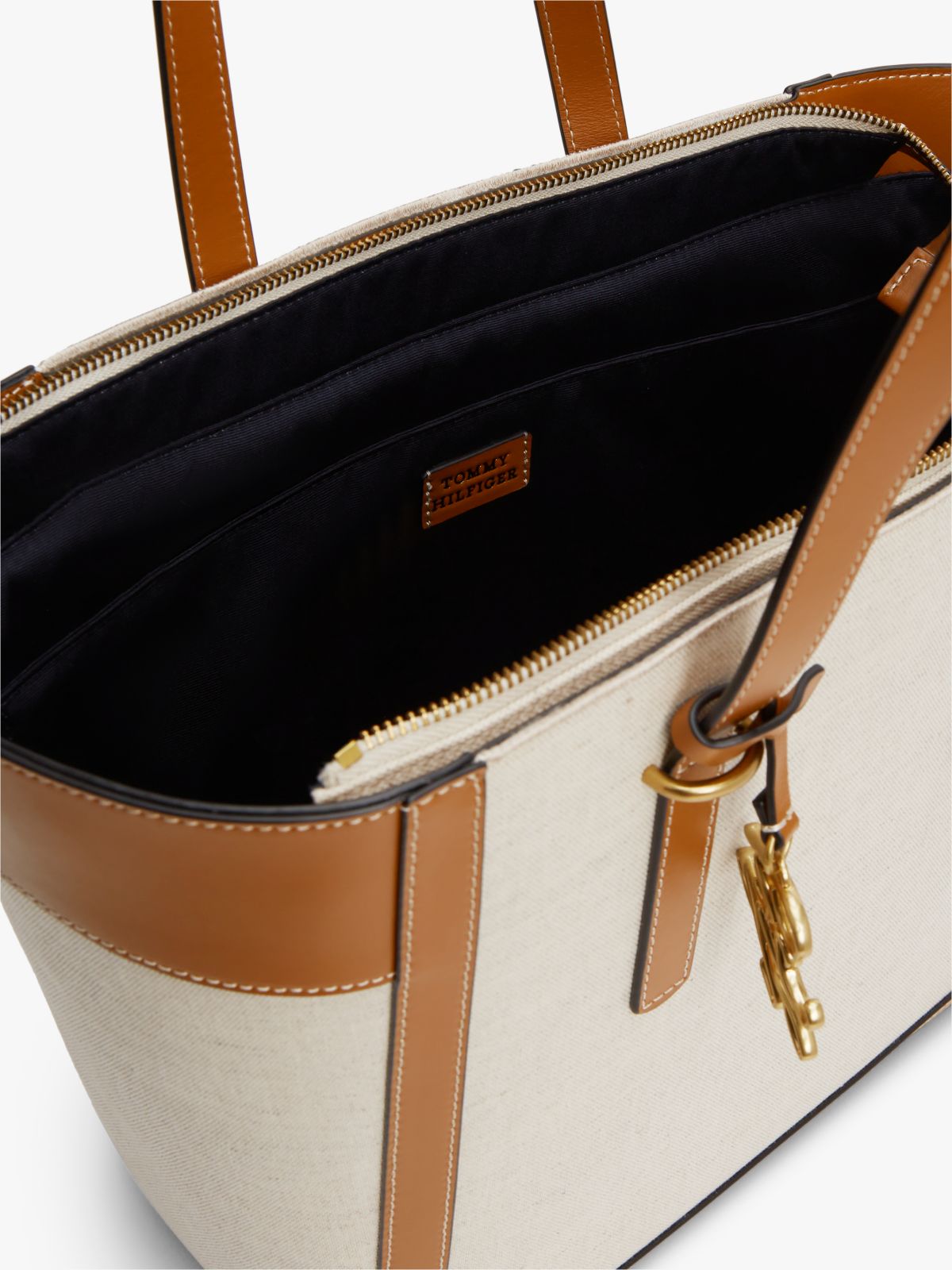 Logo Charm Linen Blend Canvas Tote Bag — Multi
