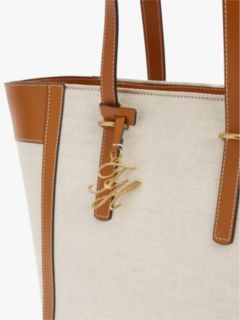Logo Charm Linen Blend Canvas Tote Bag — Multi 5