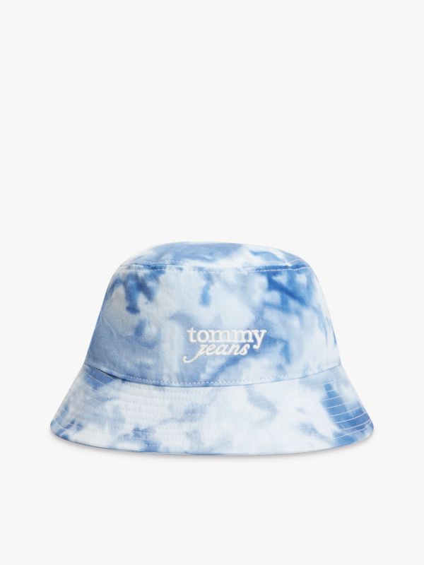 Logo Embroidery Tie-Dye Bucket Hat — Blue