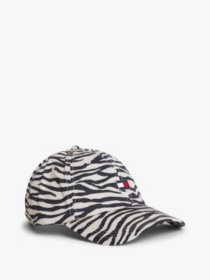 multi zebra print logo plaque baseball cap for women tommy jeans