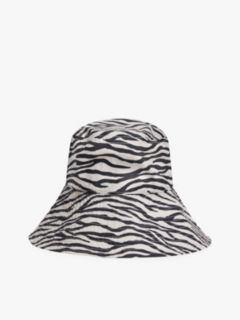 Zebra Print Logo Plaque Bucket Hat — Multi 2