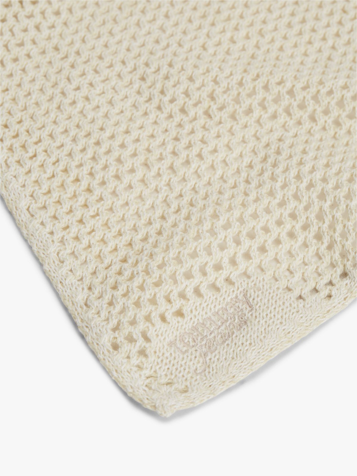 Logo Embroidery Woven Bandana — Beige