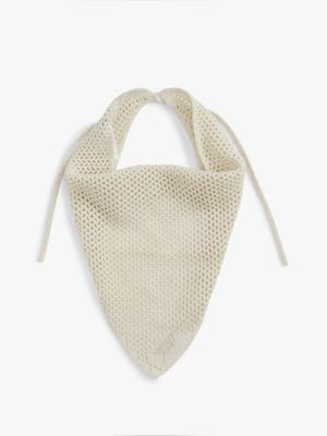 beige logo embroidery woven bandana for women tommy jeans