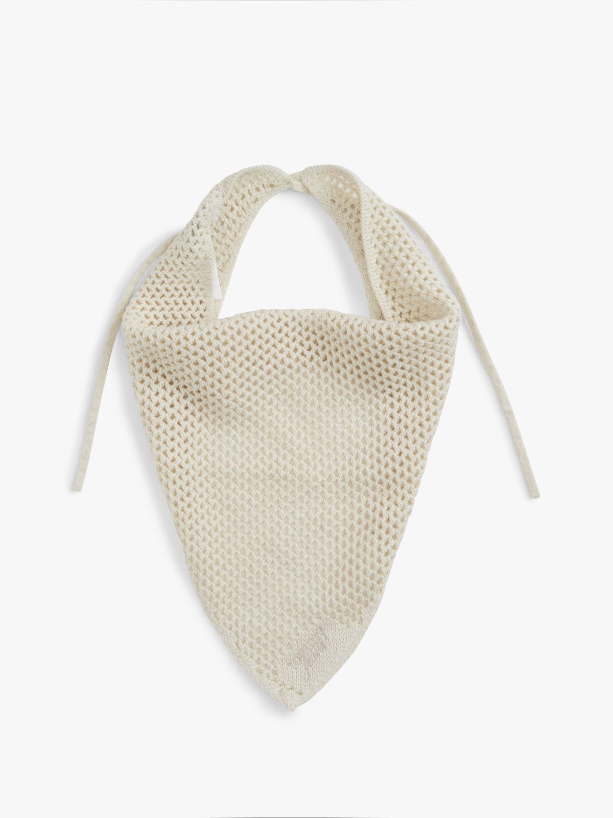 Logo Embroidery Woven Bandana — Beige