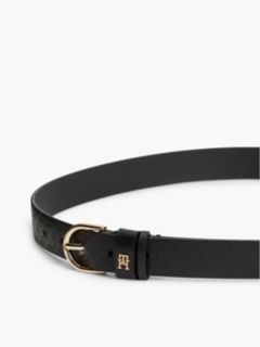 TH Monogram Debossed Leather Belt — Black 3