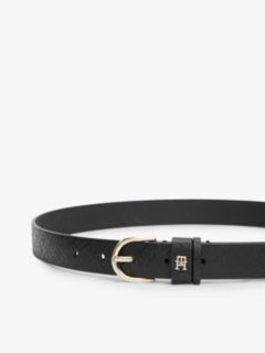 TH Monogram Debossed Leather Belt — Black 4