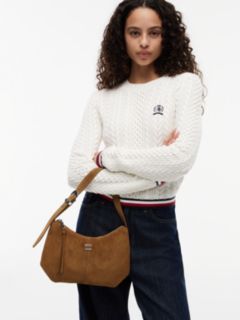 Suede Slouch Shoulder Bag — Brown 2