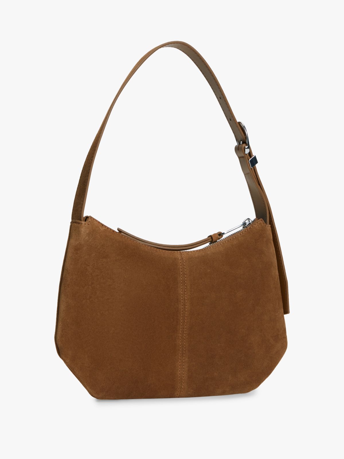 Suede Slouch Shoulder Bag — Brown