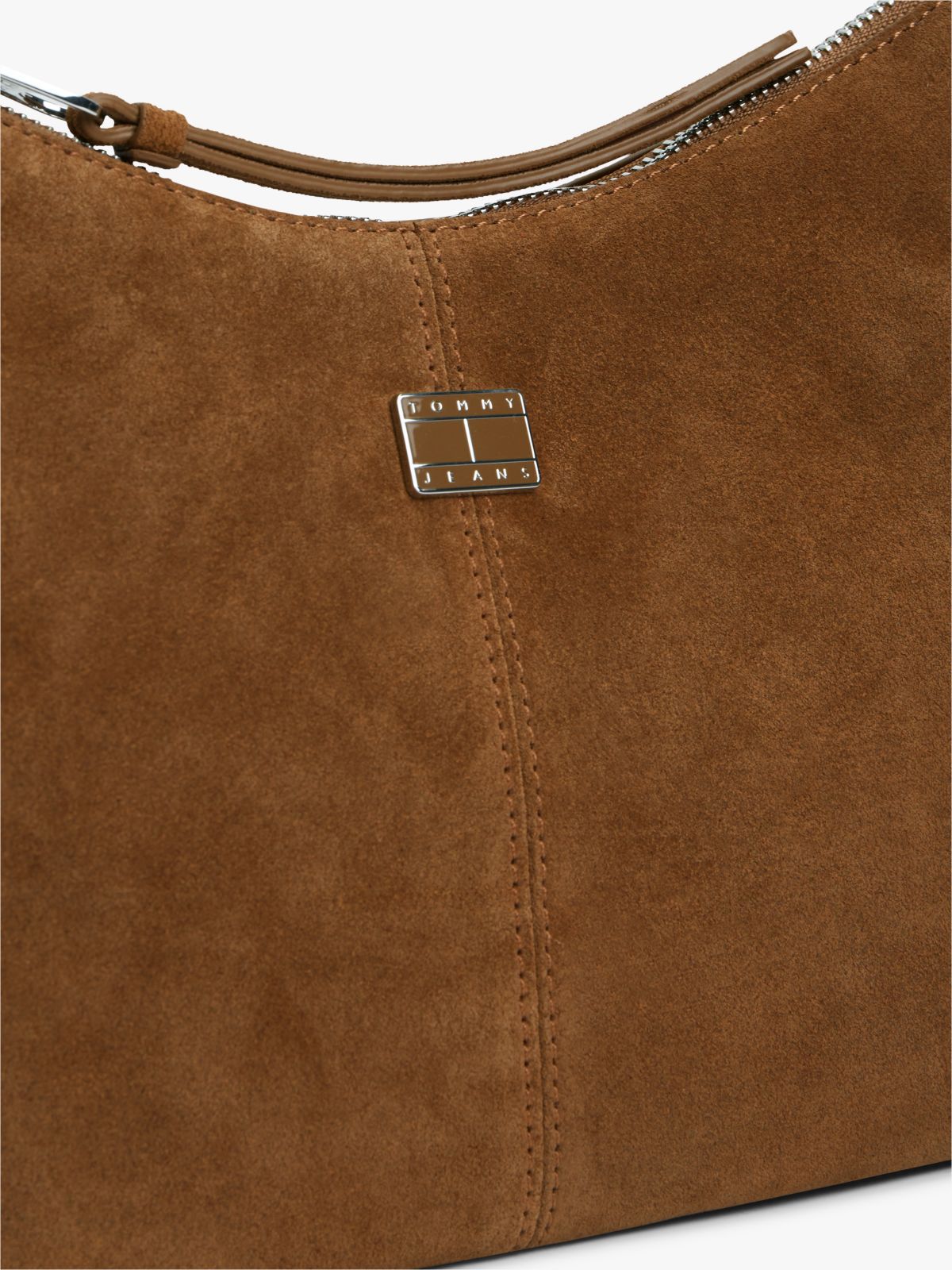Suede Slouch Shoulder Bag — Brown