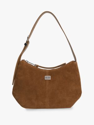 sac épaule souple en daim brown pour femmes tommy jeans
