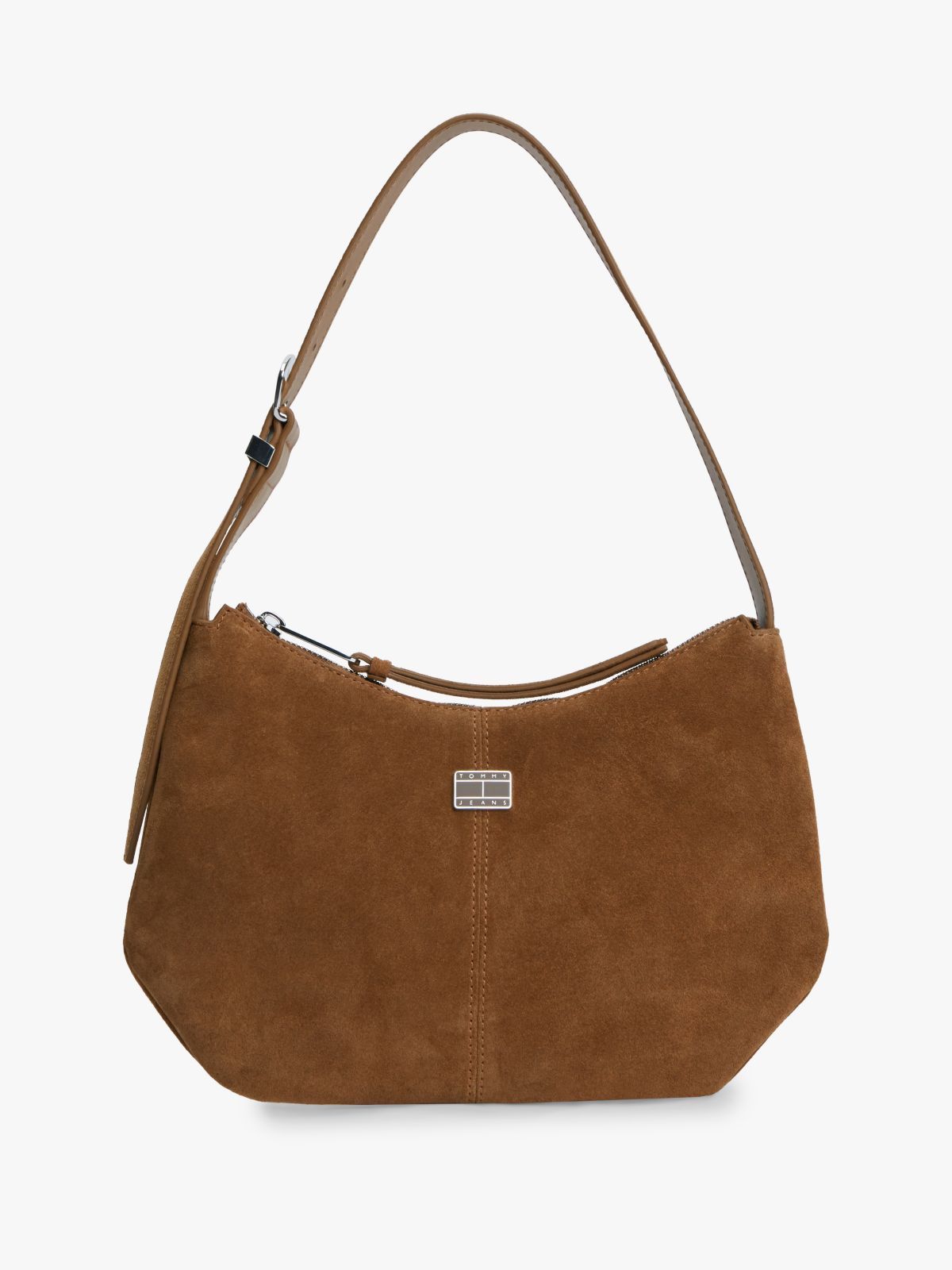 Suede Slouch Shoulder Bag — Brown