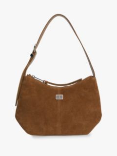 Suede Slouch Shoulder Bag — Brown 1
