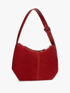 Suede Slouch Shoulder Bag — Red 3