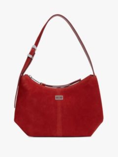Suede Slouch Shoulder Bag — Red 1