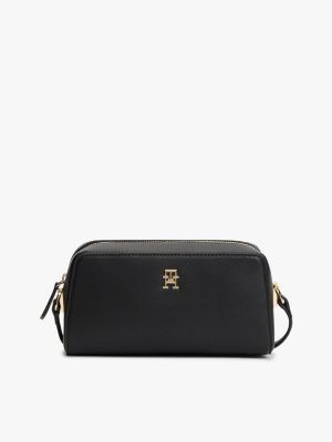 black th monogram textured crossbody camera bag for women tommy hilfiger
