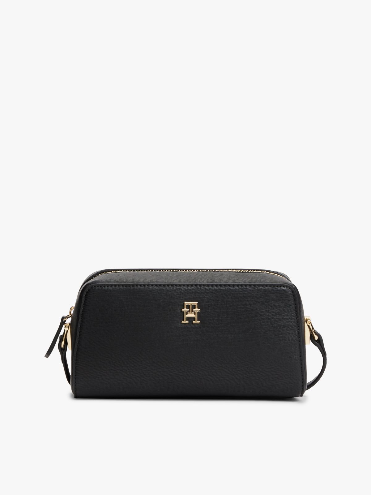 TH Monogram Textured Crossbody Camera Bag — Black