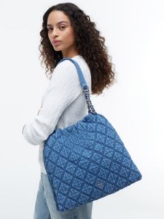 TH Monogram Quilted Denim Tote Bag — Blue 2