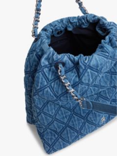 TH Monogram Quilted Denim Tote Bag — Blue 4
