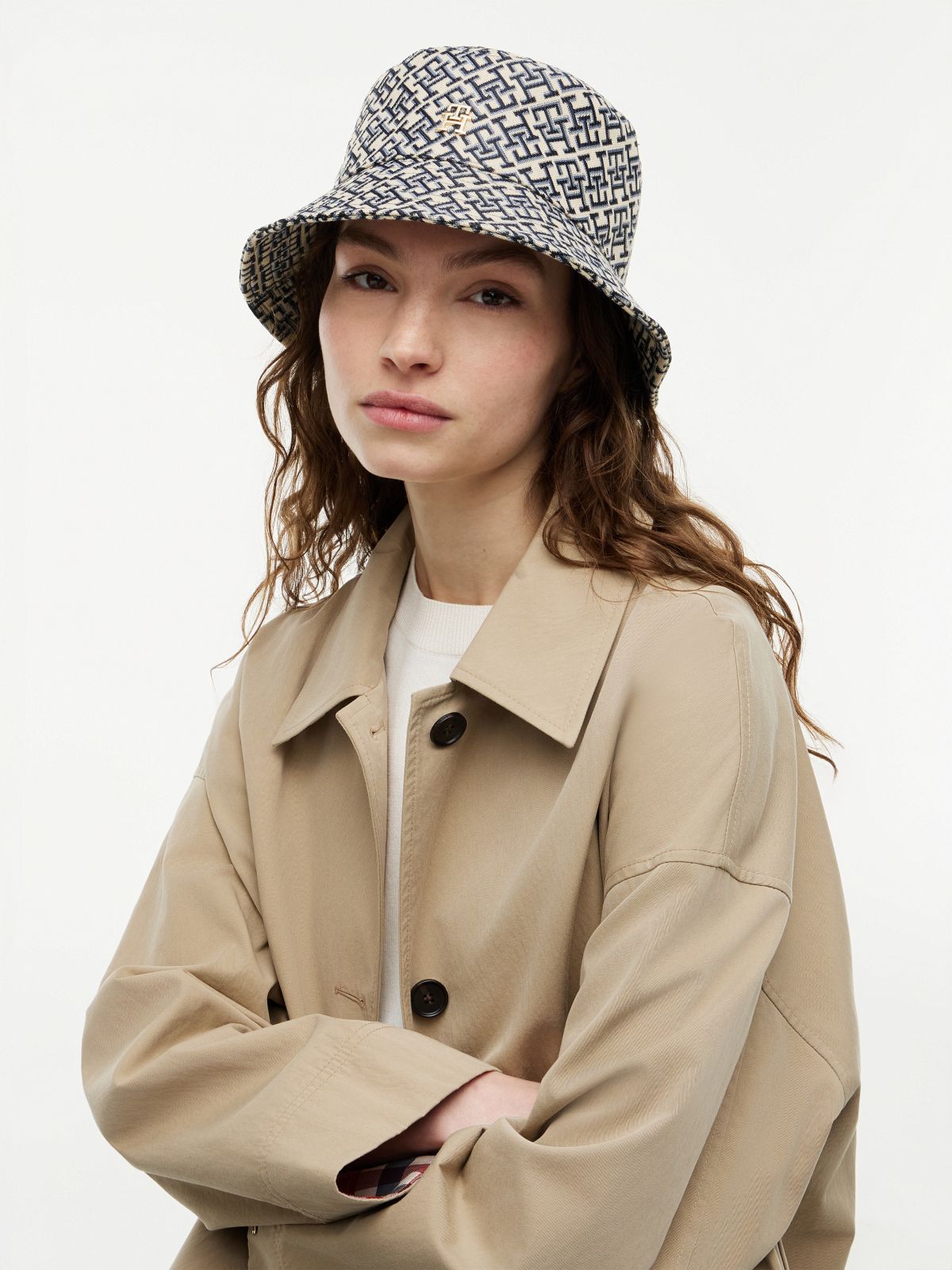 TH Monogram Jacquard Bucket Hat — Blue