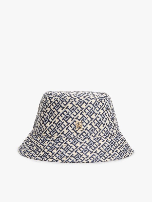 TH Monogram Jacquard Bucket Hat — Blue
