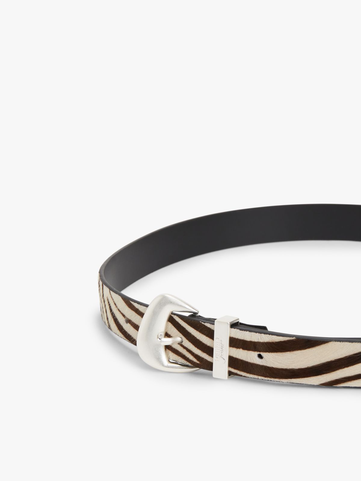 Zebra Print Abstract Buckle Belt — Multi
