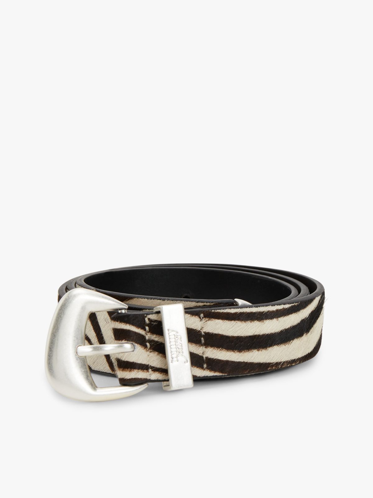 Zebra Print Abstract Buckle Belt — Multi
