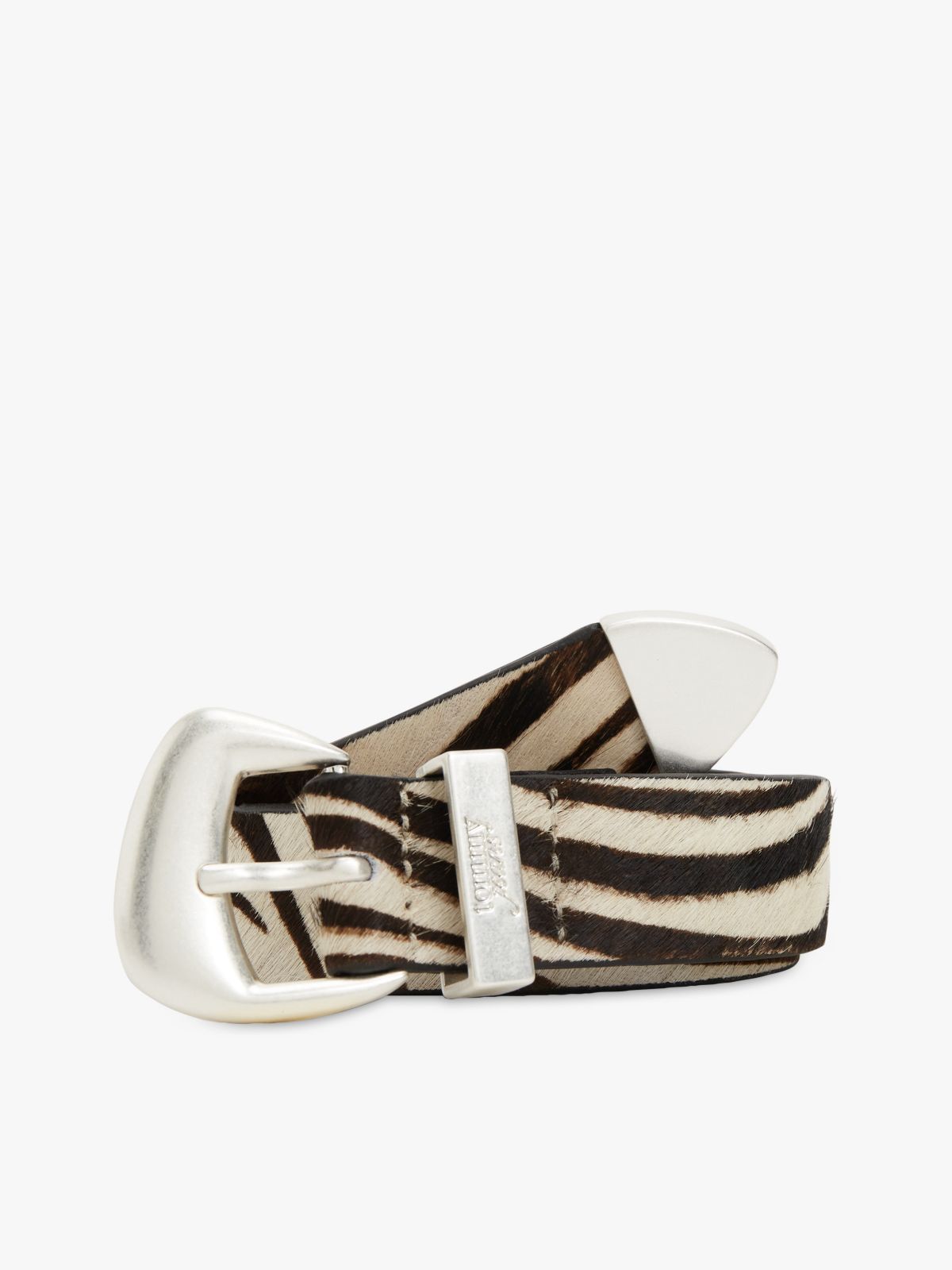 Zebra Print Abstract Buckle Belt — Multi