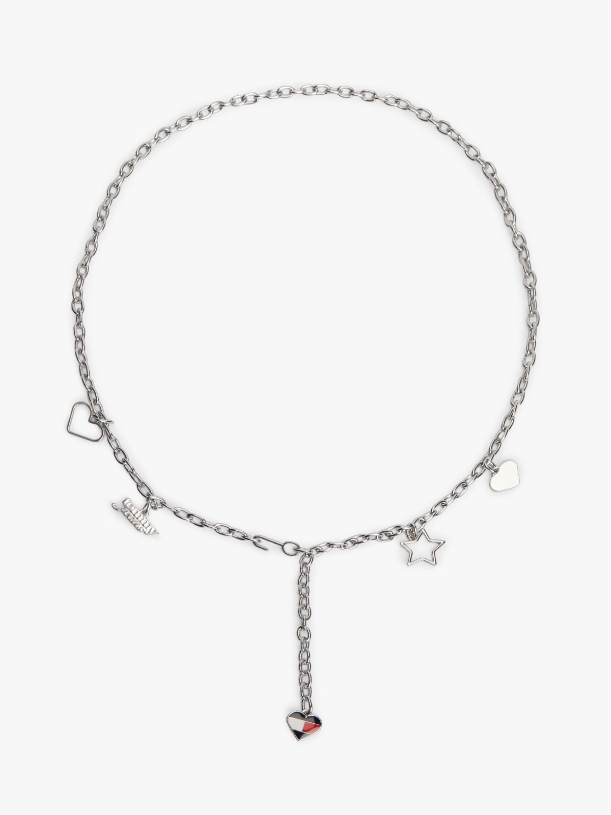Logo Multi Charm Chain Belt — Grey