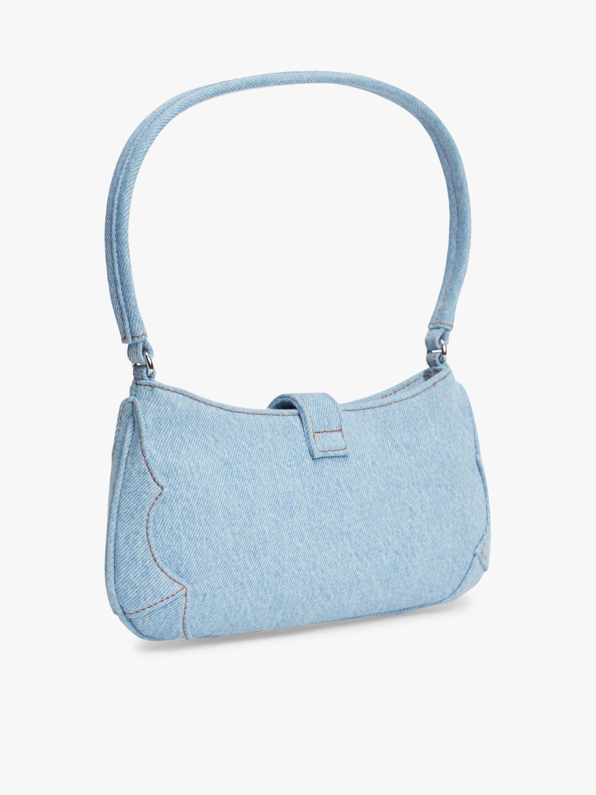 Abstract Buckle Denim Shoulder Bag — Blue