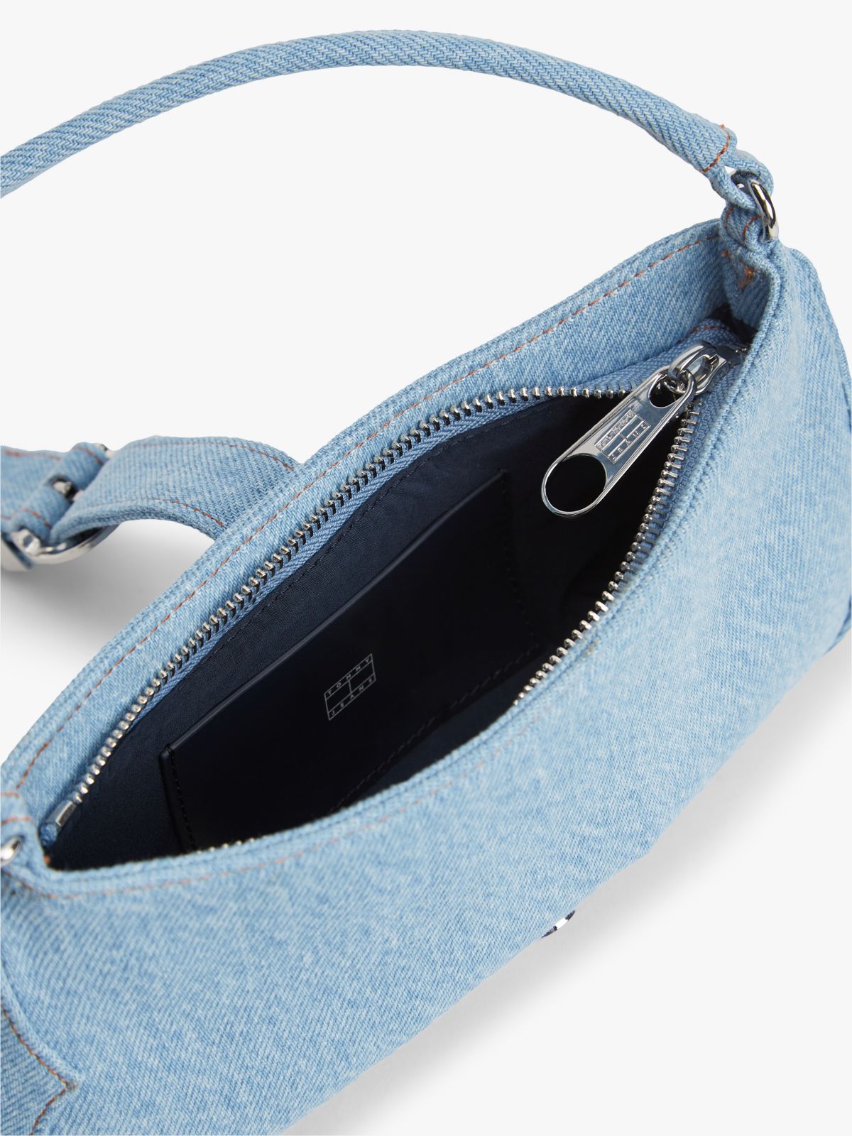 Abstract Buckle Denim Shoulder Bag — Blue