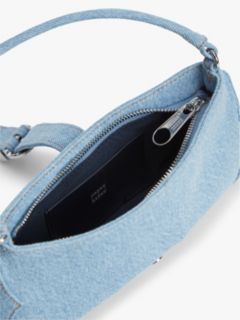Abstract Buckle Denim Shoulder Bag — Blue 4