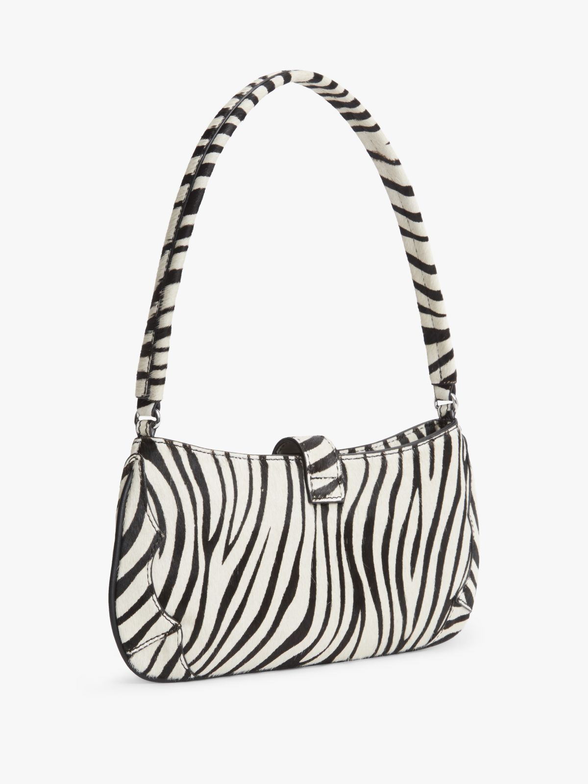 Zebra Print Abstract Buckle Shoulder Bag — Multi