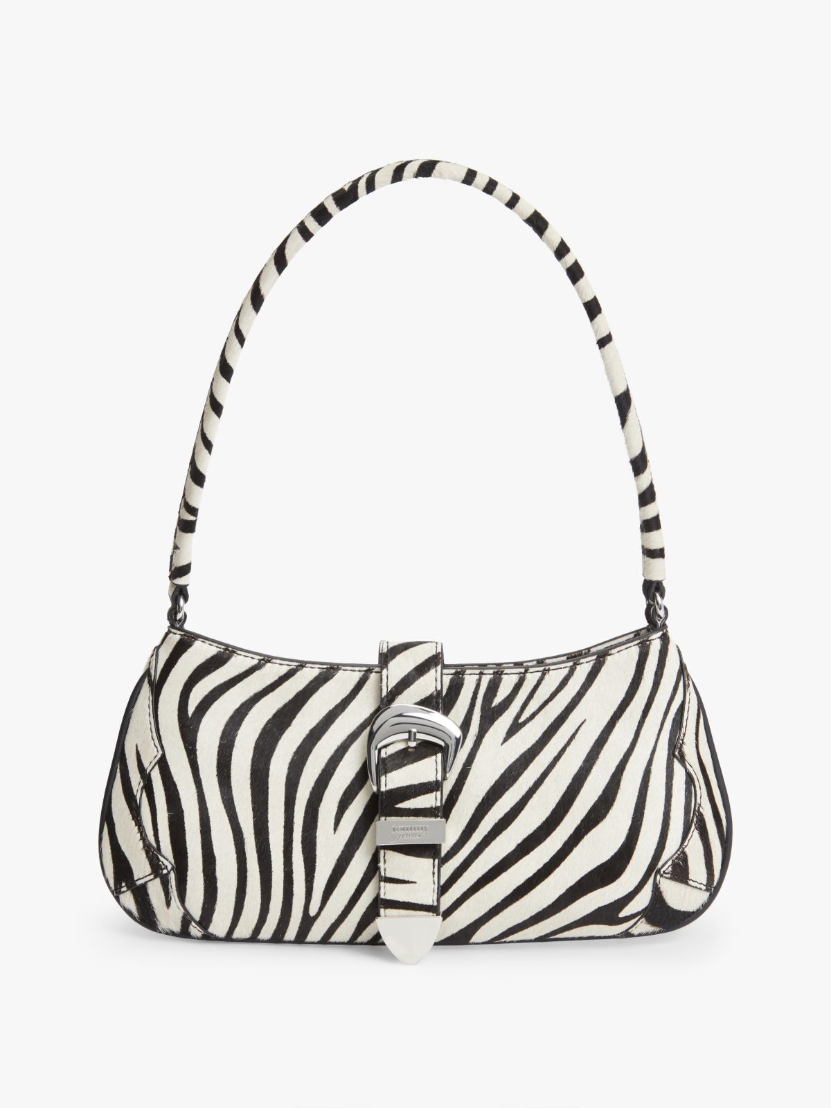 Zebra Print Abstract Buckle Shoulder Bag — Multi