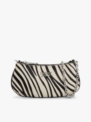 multi zebra print chain strap logo wallet for women tommy jeans