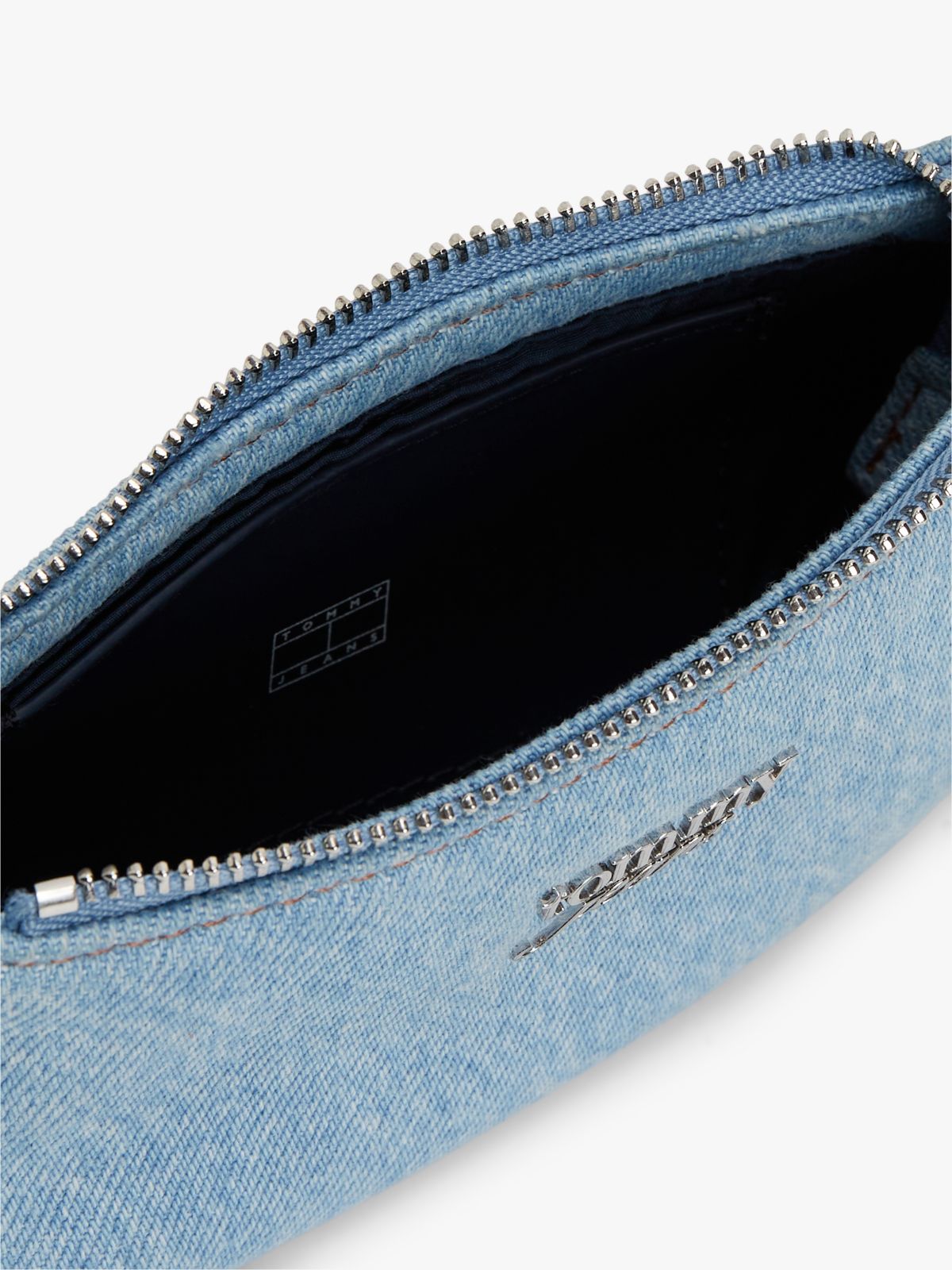 Denim Chain Strap Logo Wallet — Blue