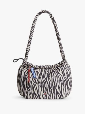 multi zebra print multi charm hobo bag for women tommy jeans