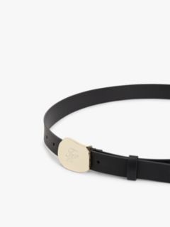 Logo Abstract Plaque Buckle Leather Belt — Black 3
