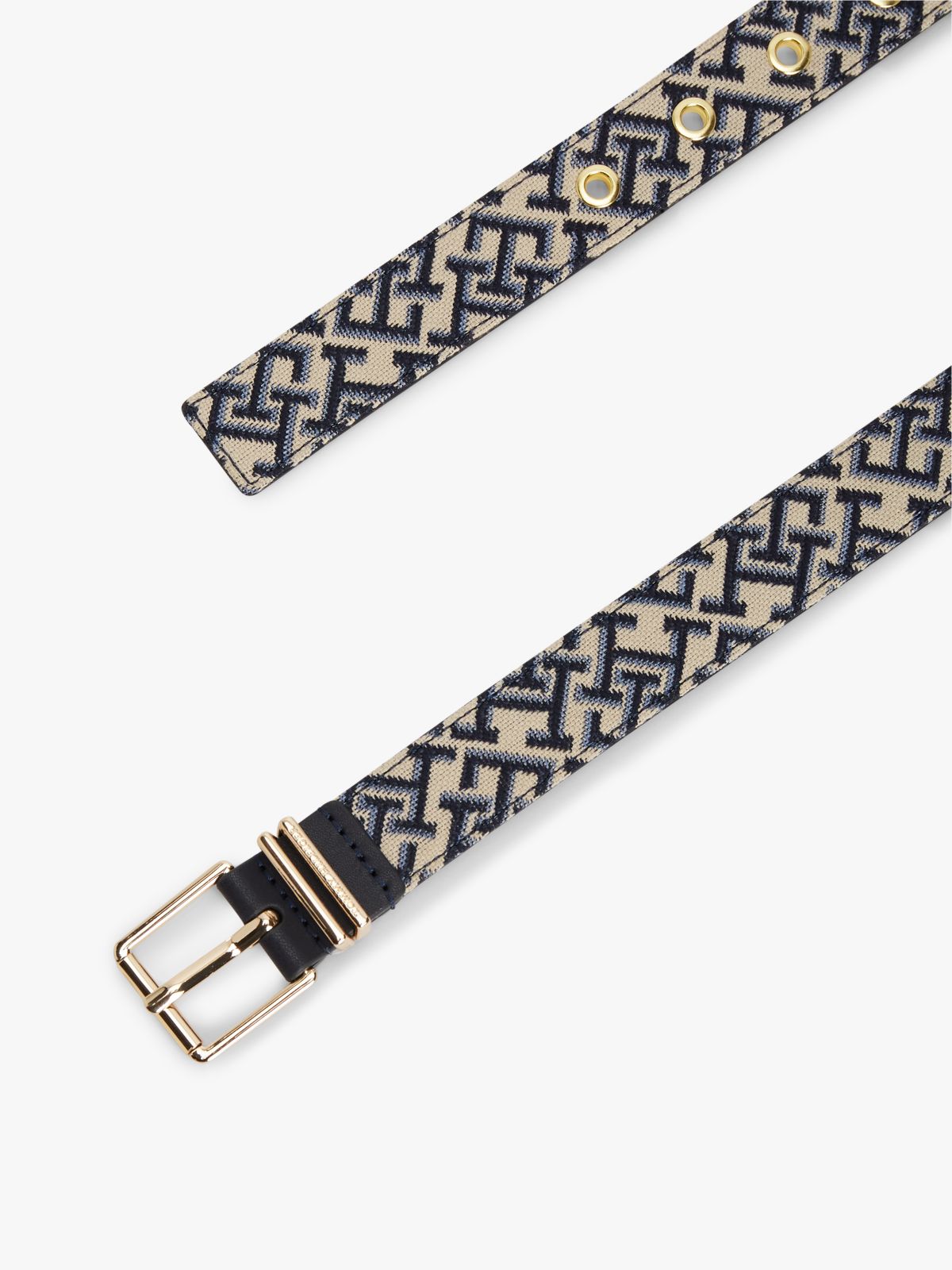 Jacquard Double Keeper Square Buckle Belt — Multi