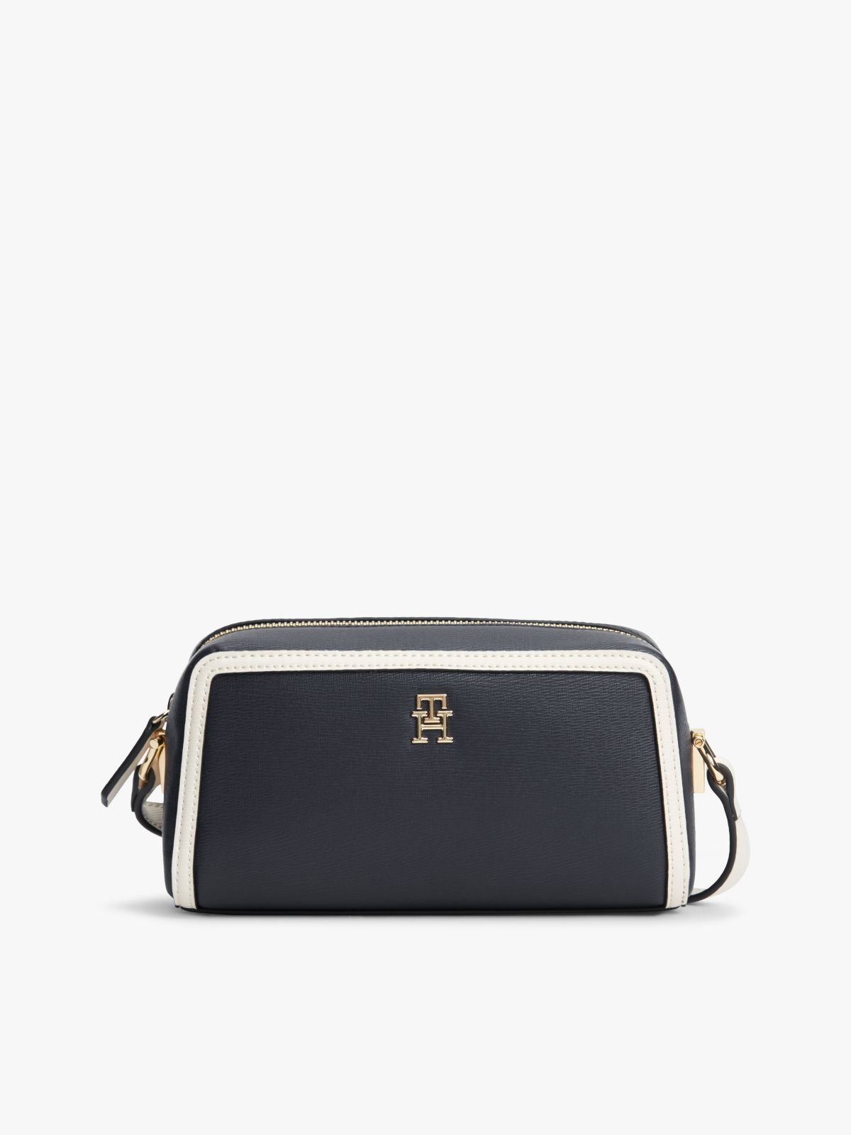 Colour-Blocked TH Monogram Crossbody Camera Bag — Blue