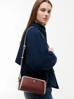 Colour-Blocked TH Monogram Crossbody Camera Bag — Burgundy 2