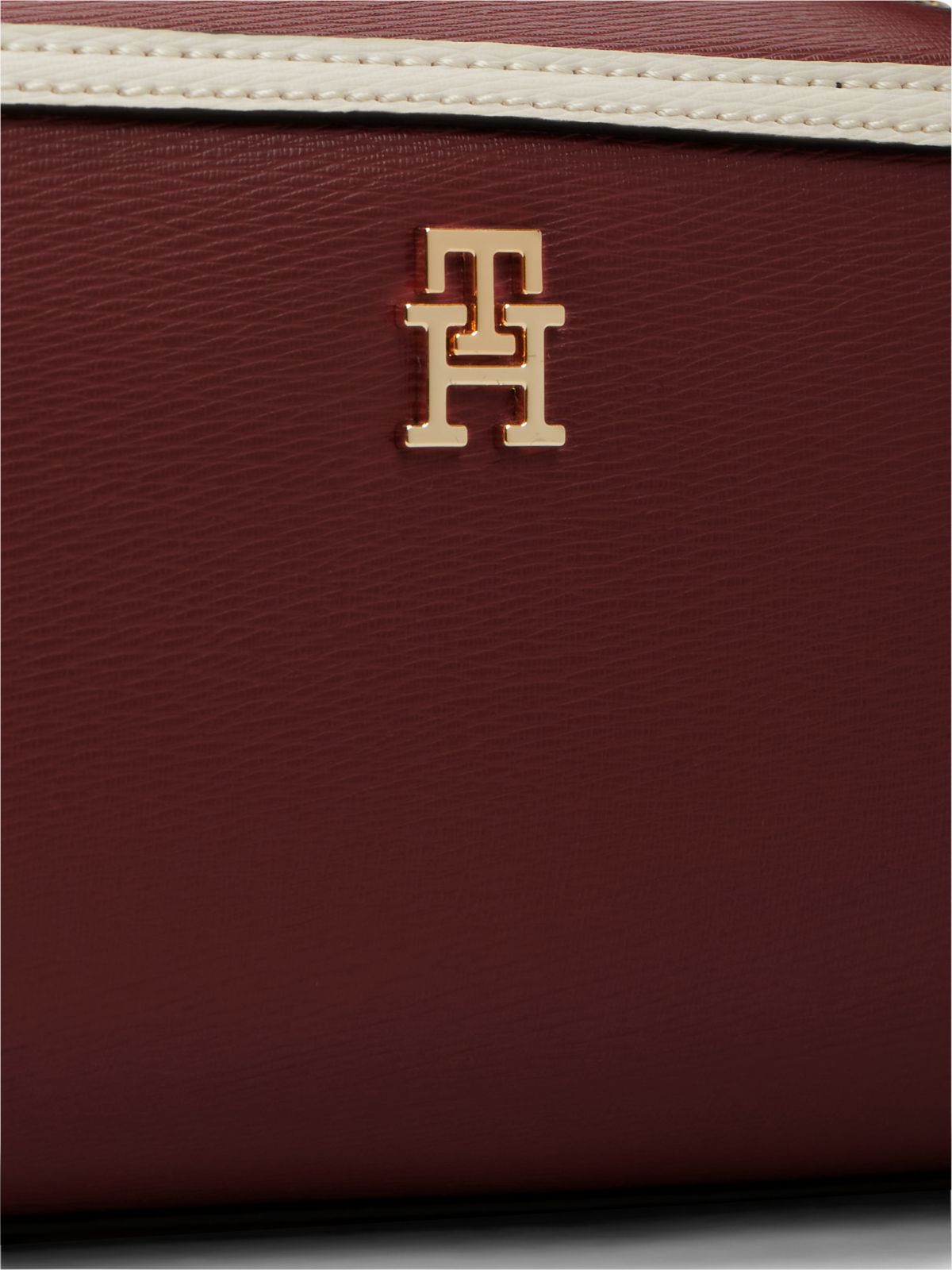 Colour-Blocked TH Monogram Crossbody Camera Bag — Burgundy