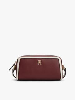 Colour-Blocked TH Monogram Crossbody Camera Bag — Burgundy 1