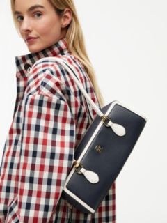 Colour-Blocked Rectangular Shoulder Bag — Blue 2
