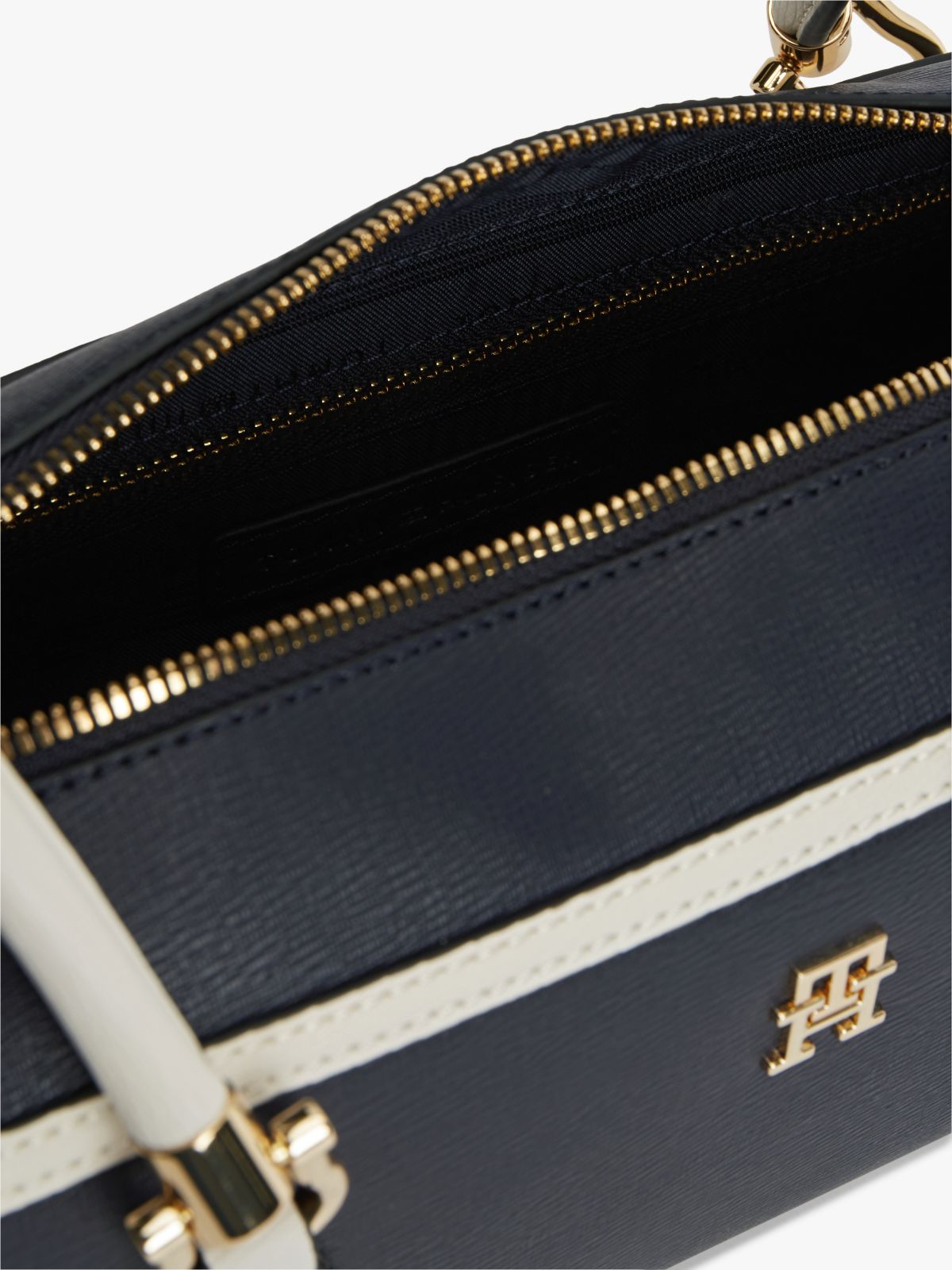 Colour-Blocked Rectangular Shoulder Bag — Blue