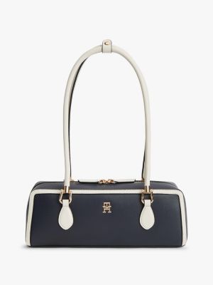 blue rechteckige umhängetasche mit color block für damen - tommy hilfiger