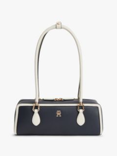 Colour-Blocked Rectangular Shoulder Bag — Blue 1