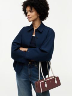 Colour-Blocked Rectangular Shoulder Bag — Burgundy 2