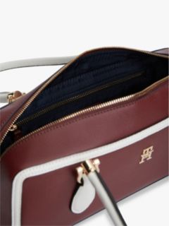 Colour-Blocked Rectangular Shoulder Bag — Burgundy 4