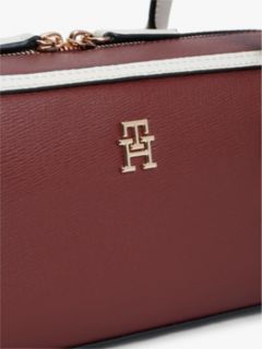 Colour-Blocked Rectangular Shoulder Bag — Burgundy 5
