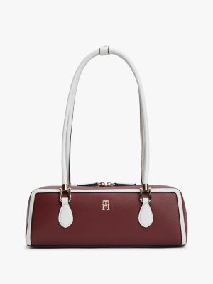 sac épaule rectangulaire colour-block burgundy pour femmes tommy hilfiger
